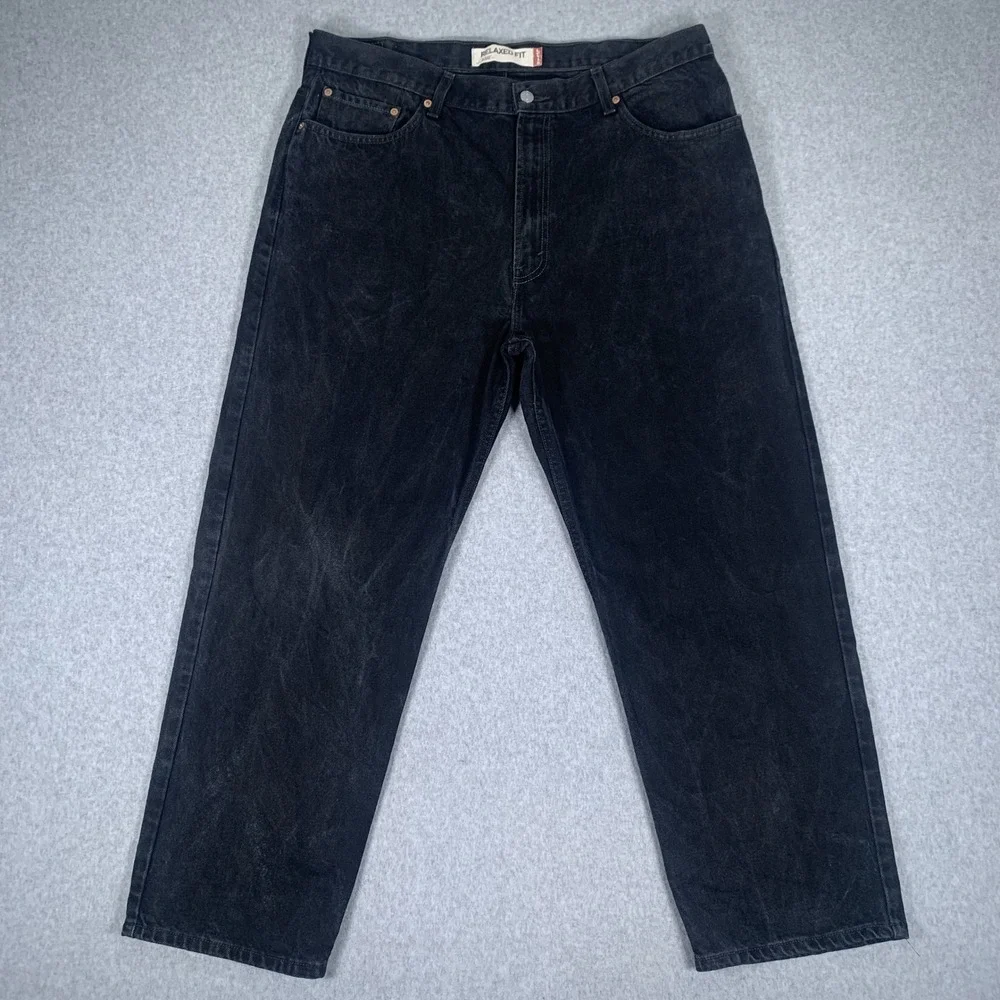 Vintage Levis 550 Relaxed Fit Jeans Mens 40x29 Black Tapered Leg Denim Whiskered